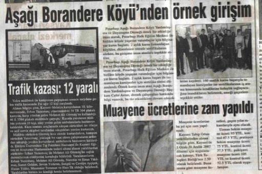 Gazetelerde Borandere Köyü